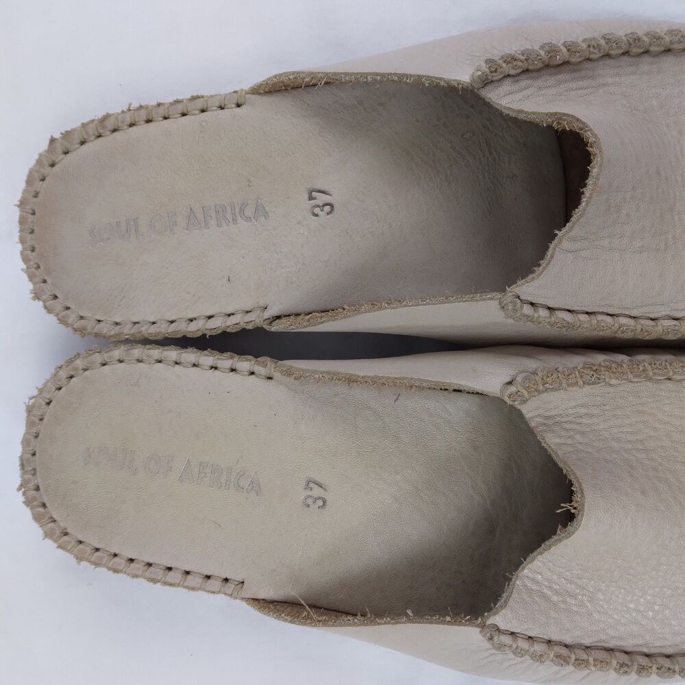 Soul Of Africa Leather Slide Mules Shoes Boho Minimalist Women's Size 37 US 6.5 - Picture 6 of 7